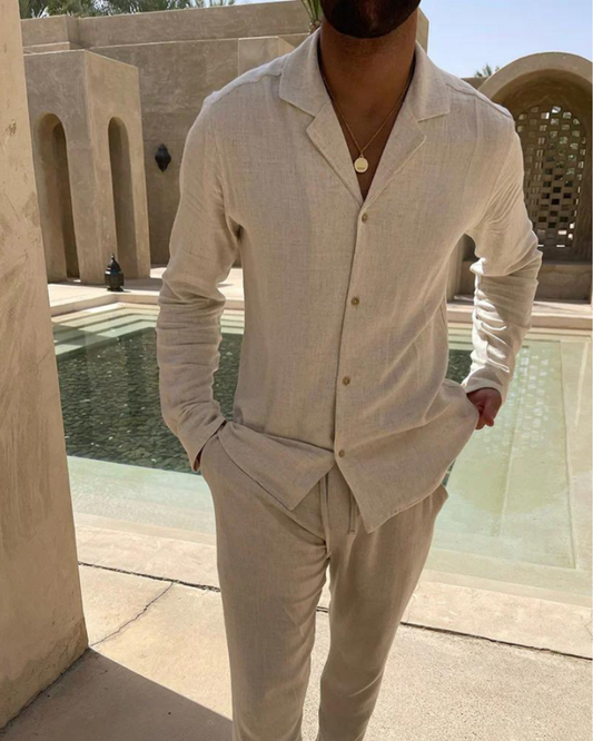 Conjunto Elegante com Acabamento em Linho