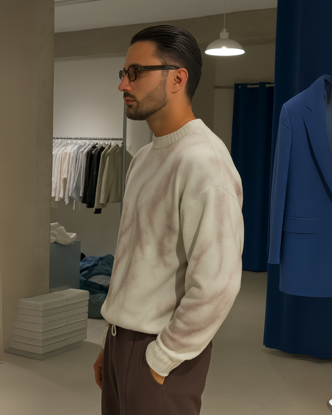 Casaco de malha com design moderno para homem