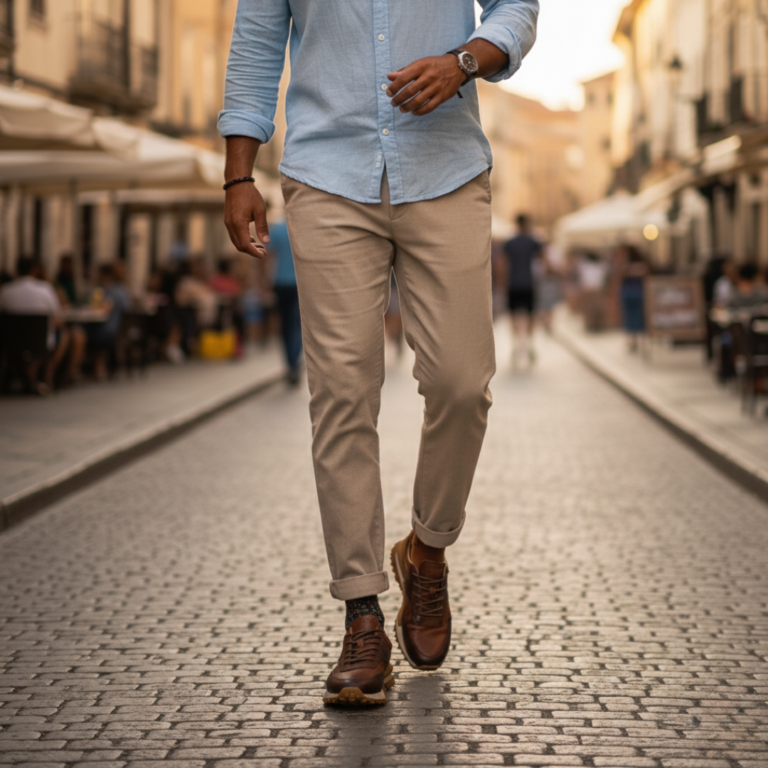 Sapato formal com estilo desportivo e sola dura para homem