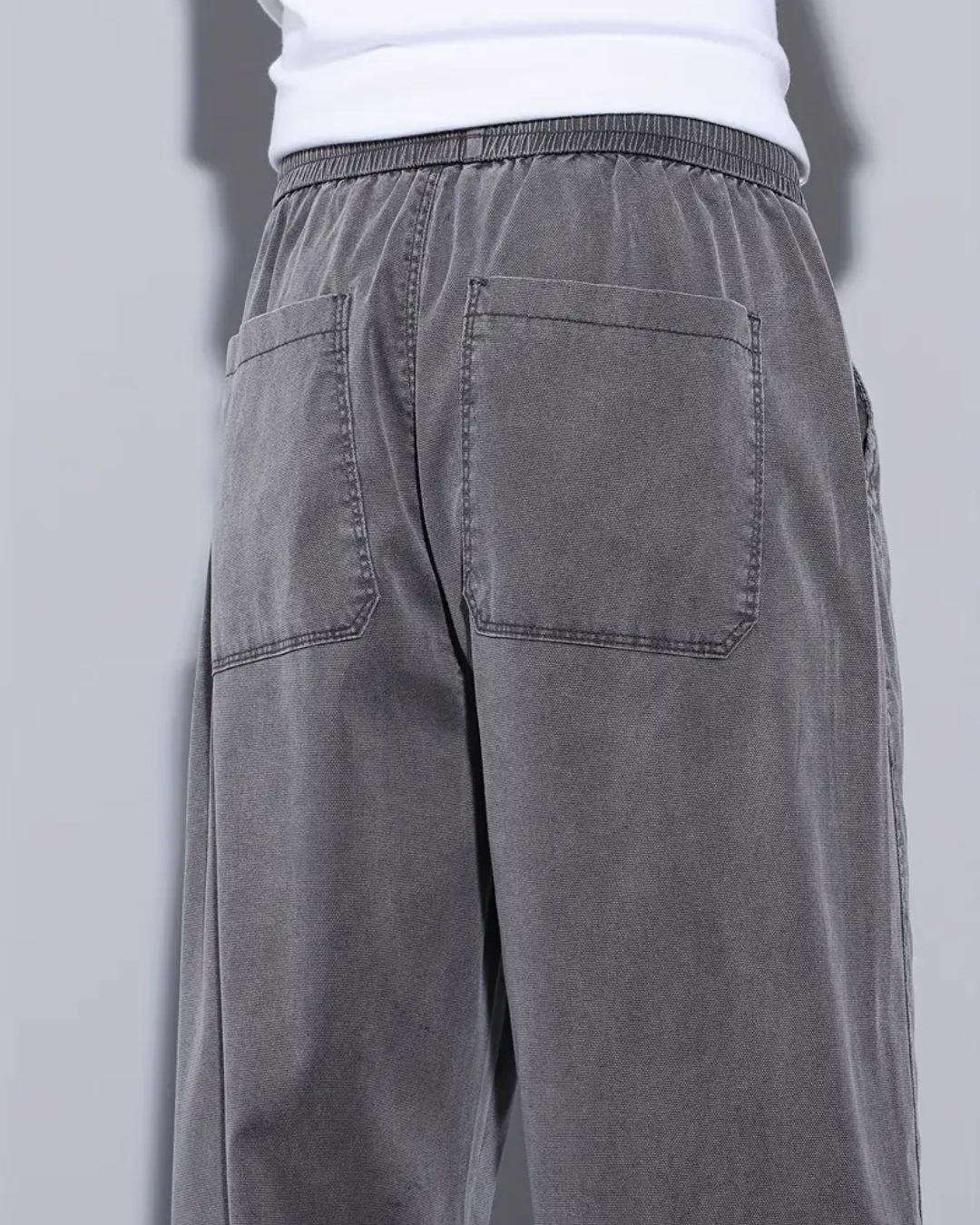 Calças casuais leves de perna larga para homem