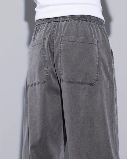 Calças casuais leves de perna larga para homem