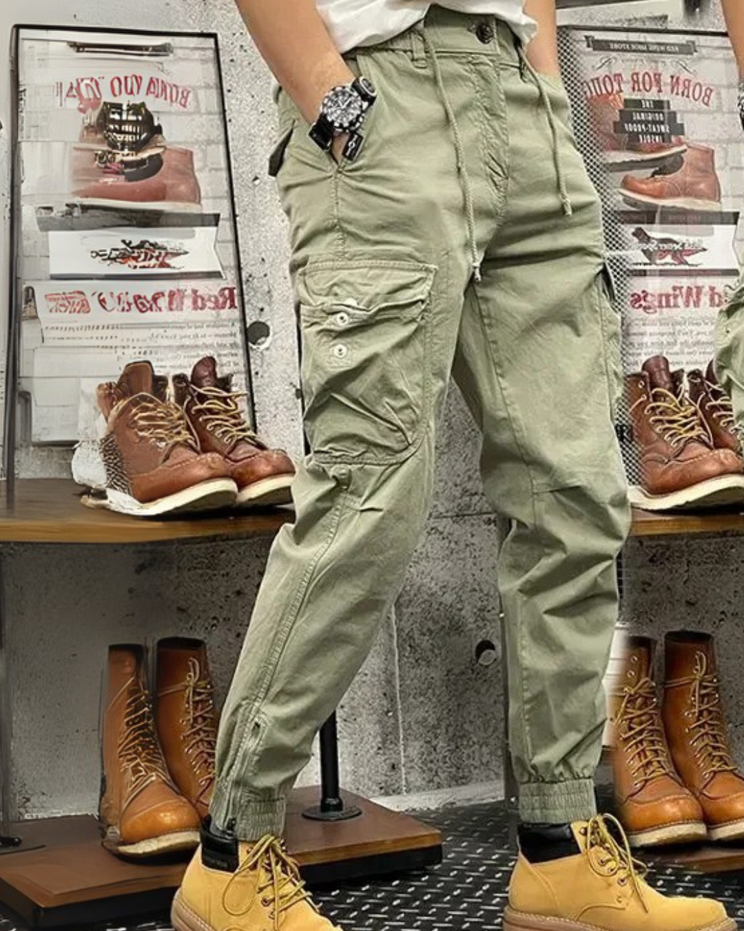 Calças Cargo para homem com vários bolsos