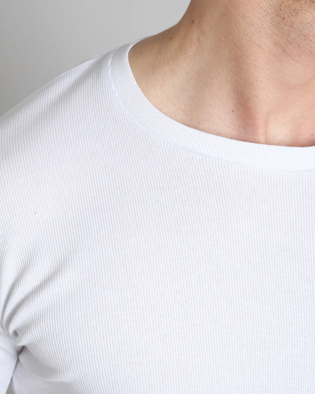 Camiseta Decote Canoa em Canelado, Manga Média