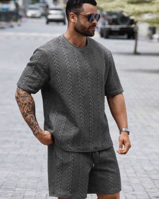 Conjunto Masculino com Textura Urbana Estilo Moderno e Confortável