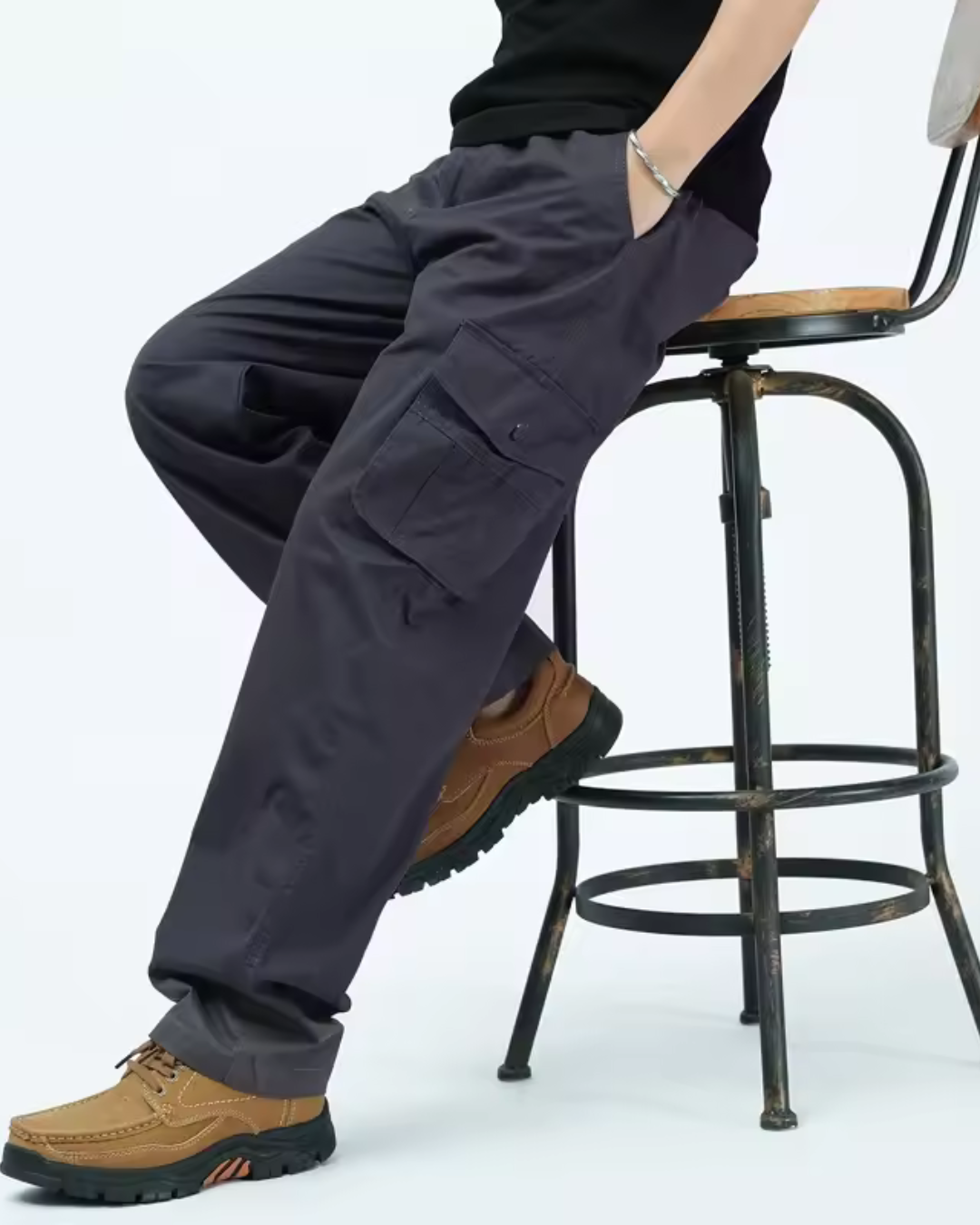 Calças cargo com vários bolsos para homem