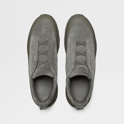 Sapatos de couro e camurça para homem