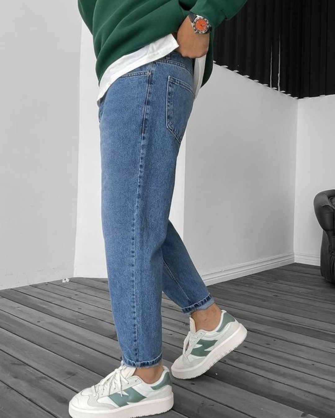 Calças de Ganga Básicas de Estilo Vintage para Homem