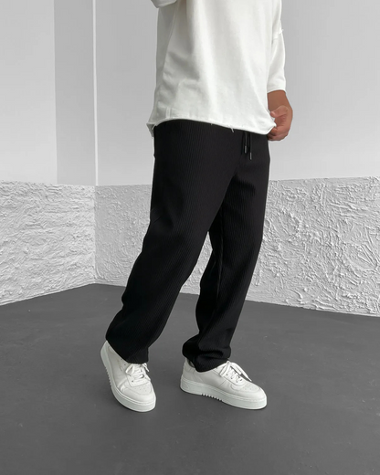 Calças Casuais para Homem com Tecido Canelado e Cintura Ajustável