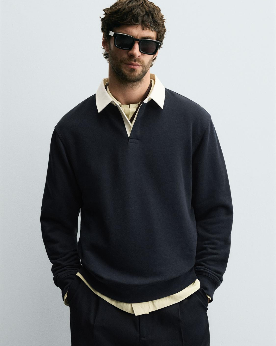 Camisola casual masculina de manga comprida