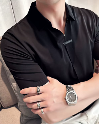 Pólo para Homem com Elevada Elasticidade, Leve, Macio e Resistente aos Vincos em Cor Sólida
