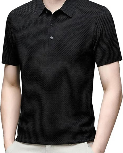 Camisa Pólo de Seda Premium com Estilo Minimalista