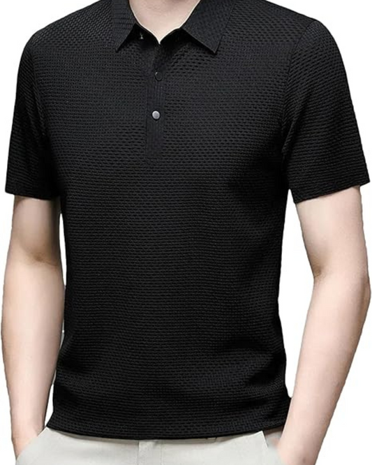 Camisa Pólo de Seda Premium com Estilo Minimalista
