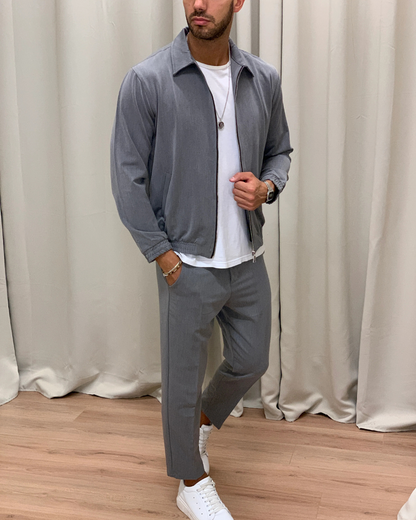 Conjunto de casaco e calças com design casual para homem