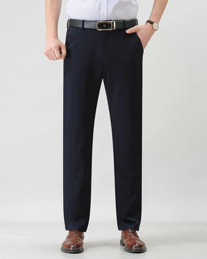 Calças de fato elásticas com forro felpudo para homem