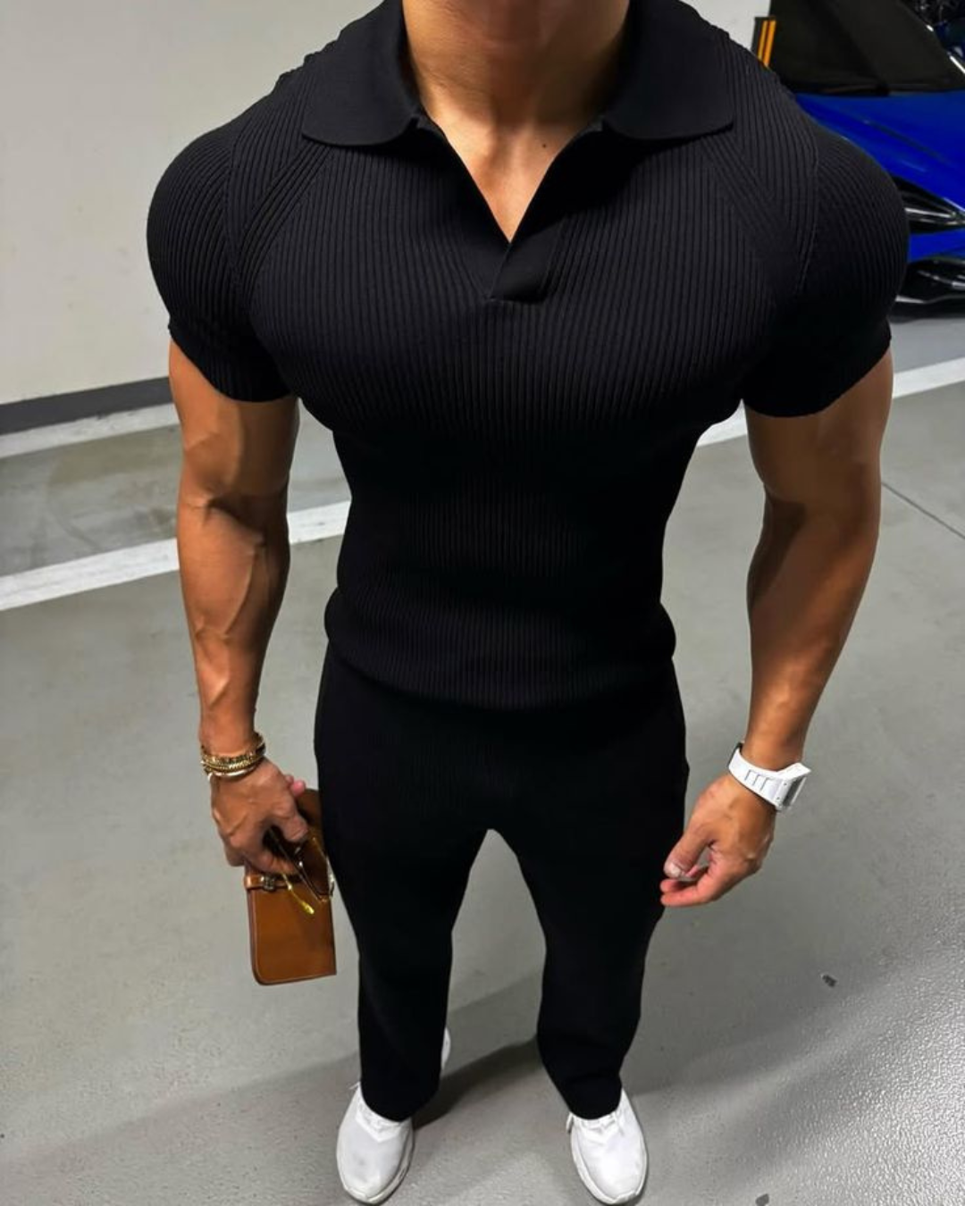 Polo informal de manga curta para homem