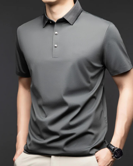 Camisola de manga curta com Gola de Solapa e botões