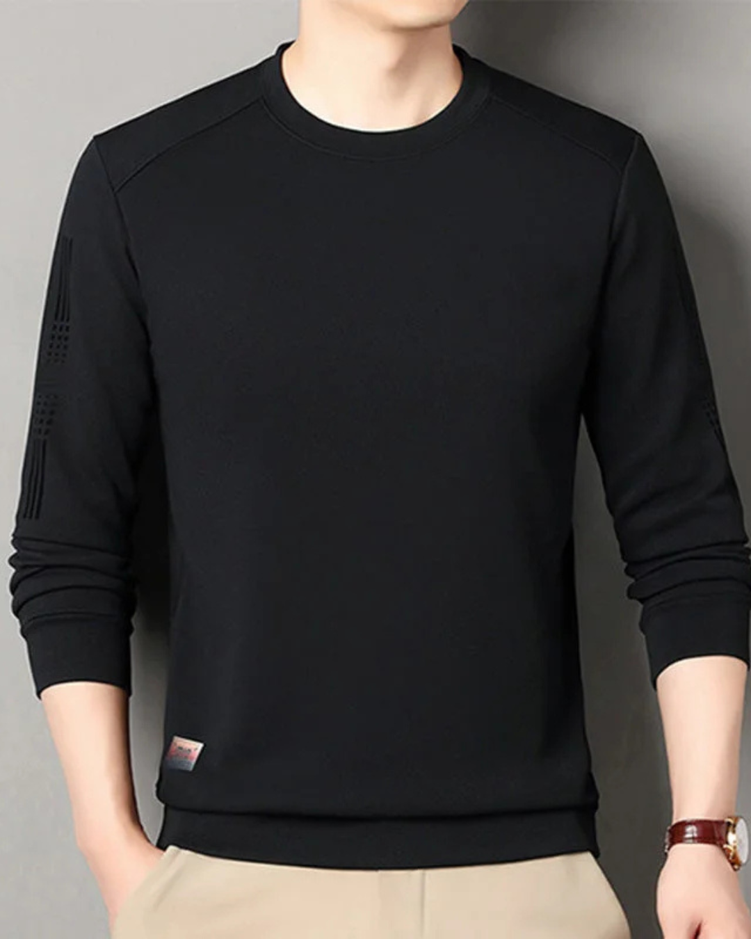 Camisola com gola redonda e manga comprida para homem