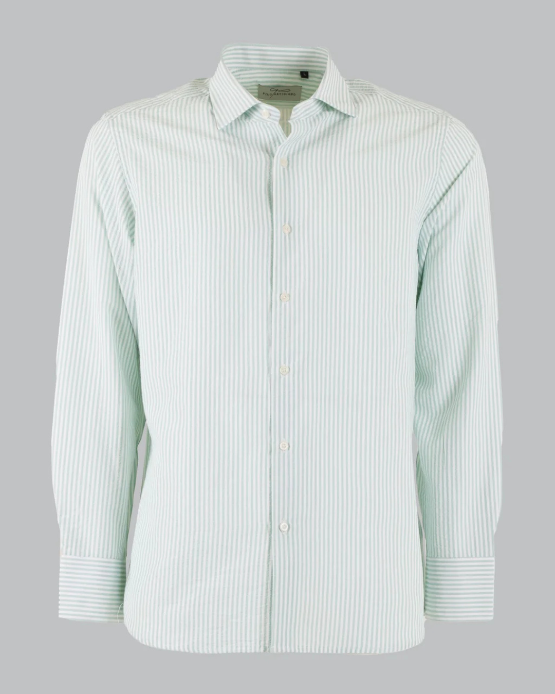 Camisa Clássica de Algodão com Riscas em Relevo para Homen