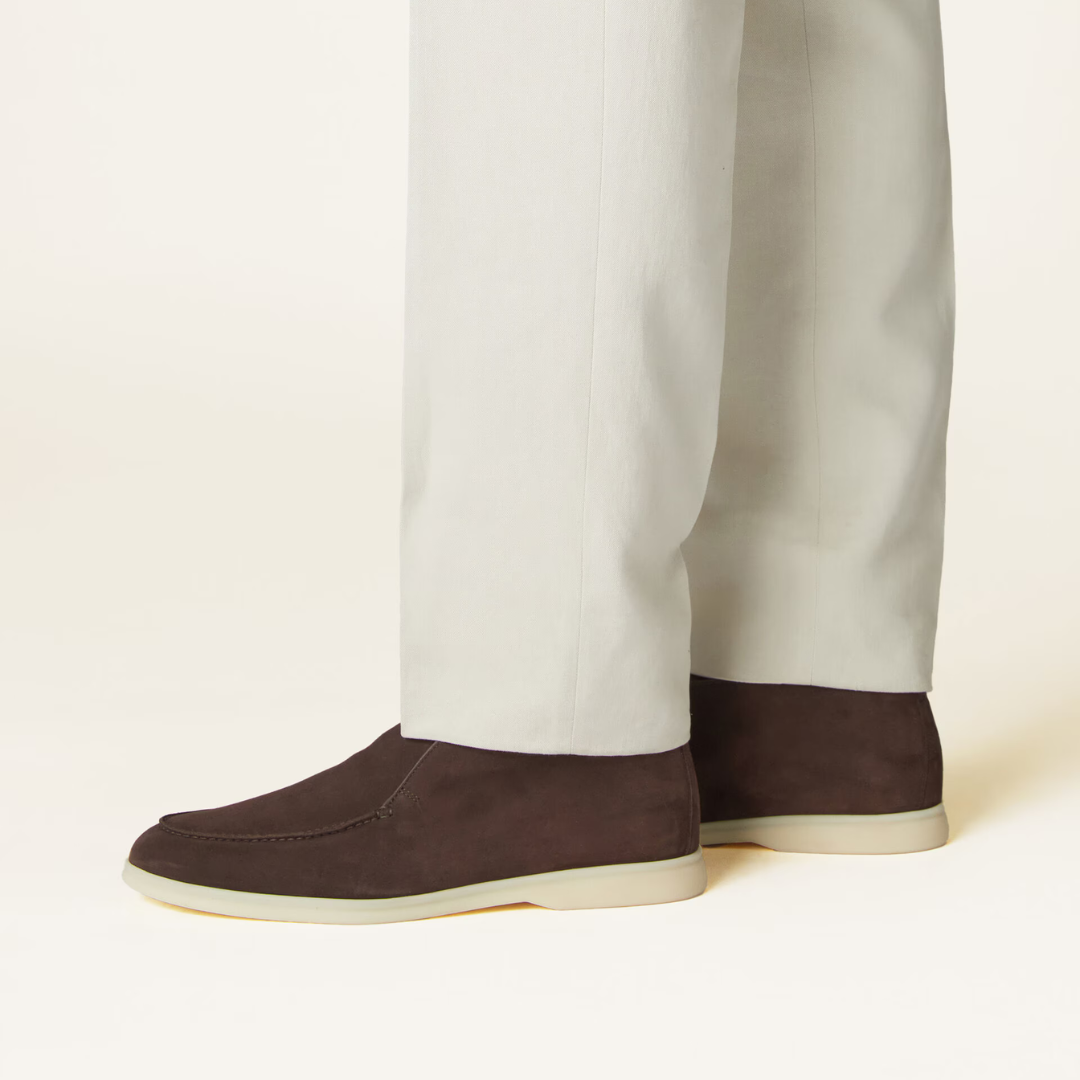 Sapatos Casuais e Elegante Feitos à Mão em Pele de Camurça para Homen