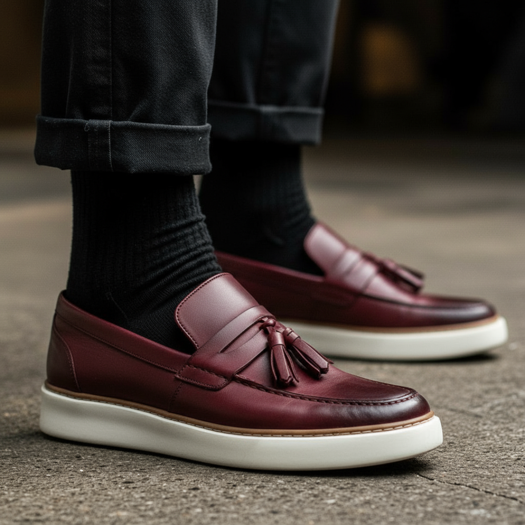 Sapatos mocassim elegantes para homem