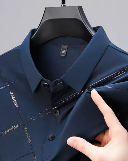 Camisa casual de manga curta para homem em tecido fino