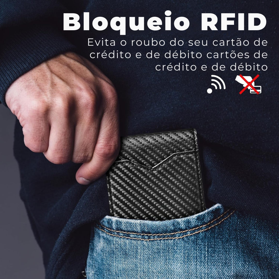 Carteira Slim de Couro com Proteção RFID®