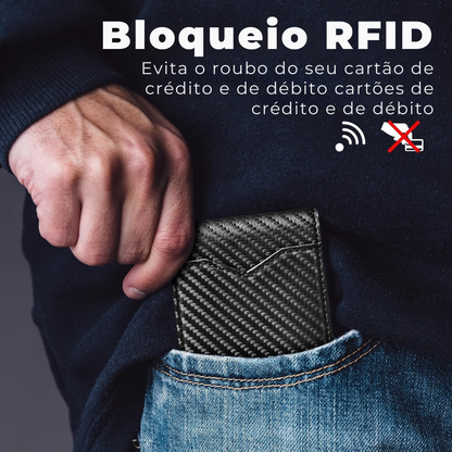 Carteira Slim de Couro com Proteção RFID®