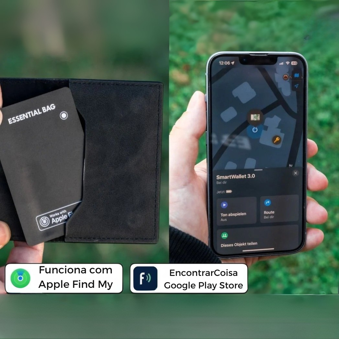 Carteira minimalista com proteção RFID e extração rápida de cartões