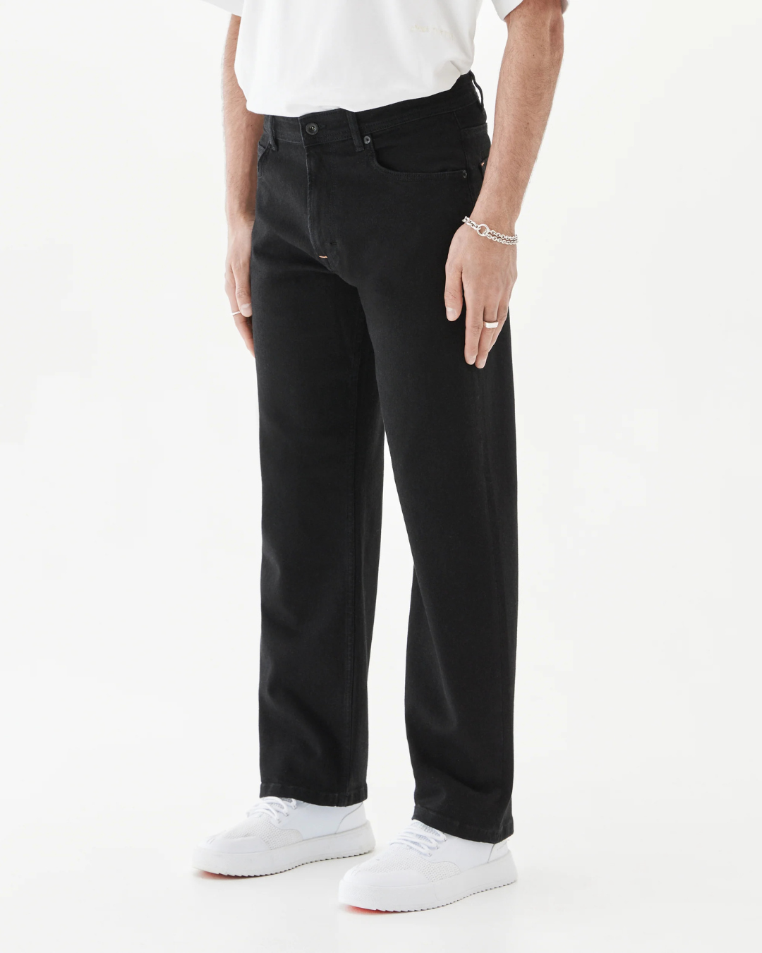 Calças de ganga clássicas de corte reto para homem