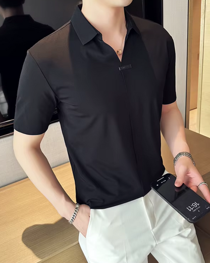 Pólo para Homem com Elevada Elasticidade, Leve, Macio e Resistente aos Vincos em Cor Sólida