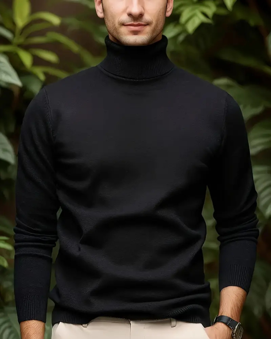 Camisola de gola alta em algodão para homem