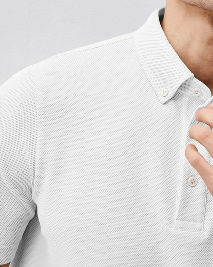 Pólo de Manga Curta em Piqué Respirável para Homen