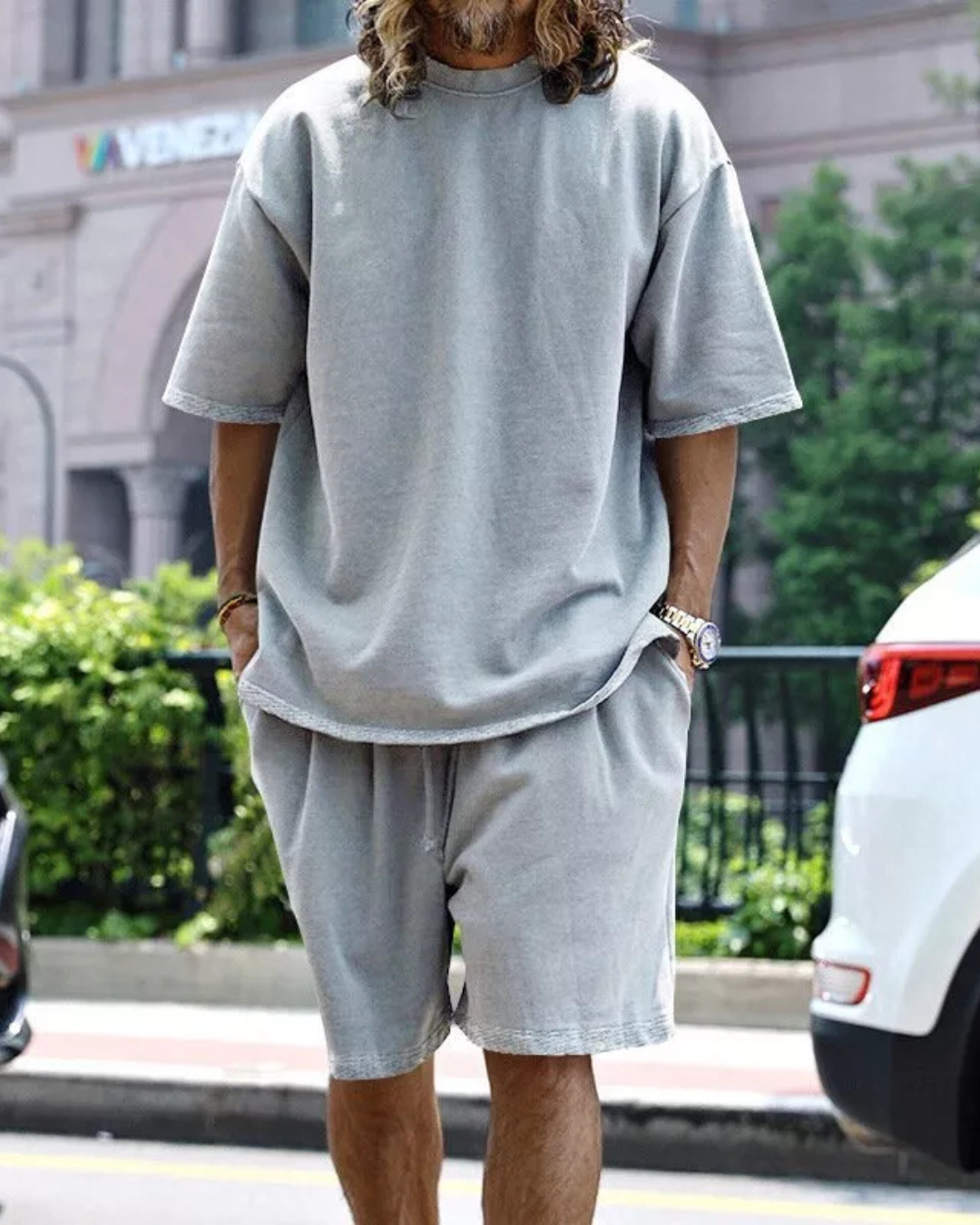 Conjunto Casual Monocromático de Estilo Solto Desportivo