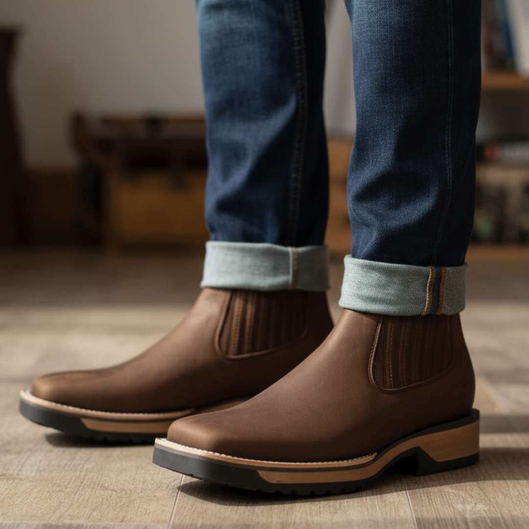 Botins Cowboy de Couro para Homens