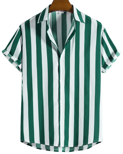 Camisa casual de manga curta com franjas para homem