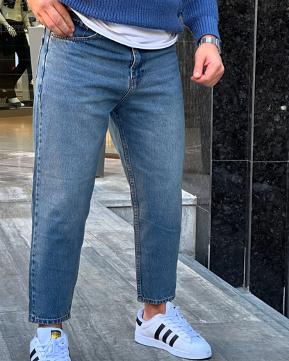 Calças de Ganga Básicas de Estilo Vintage para Homem