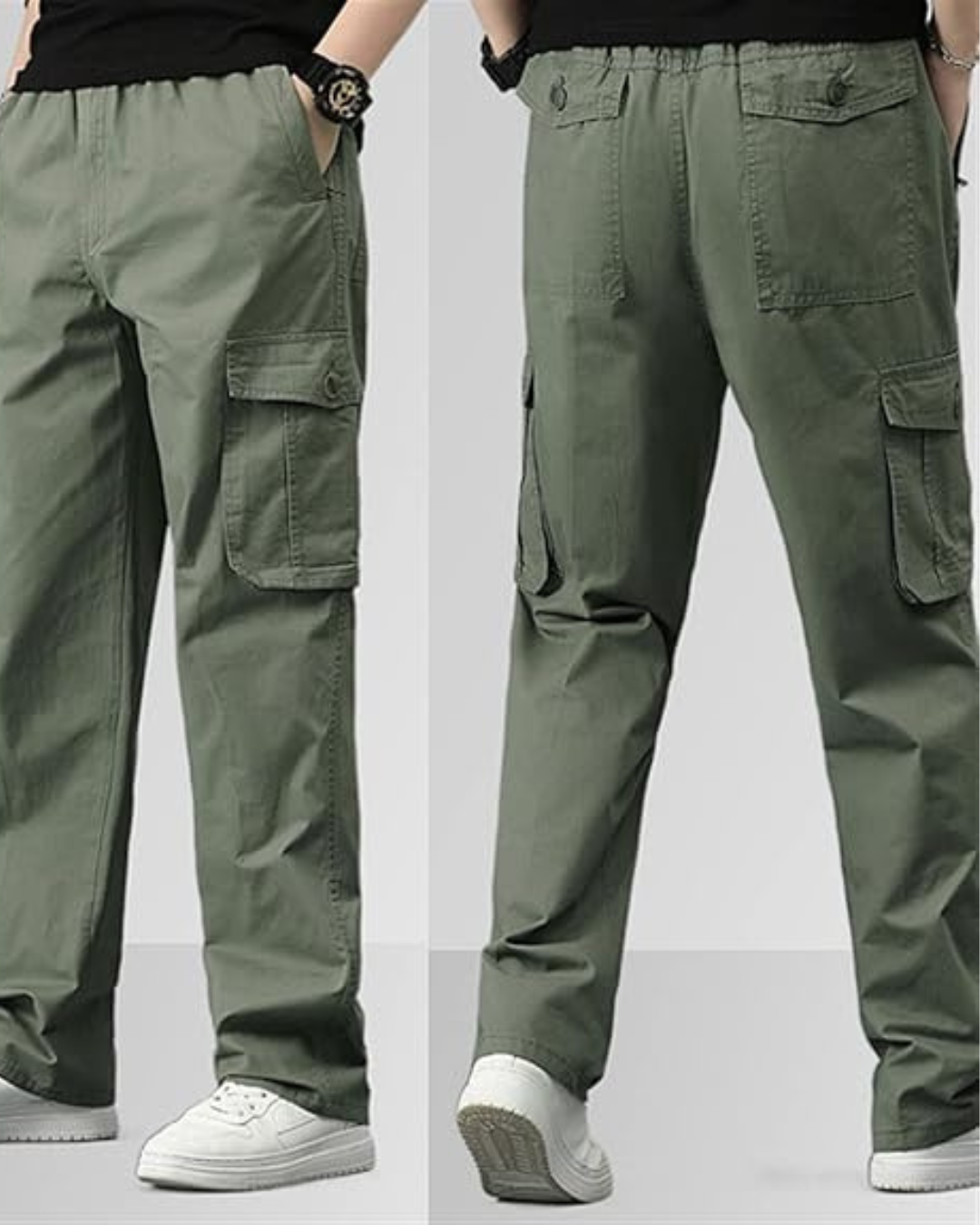 Calças confortáveis de corte holgado e com vários bolsos