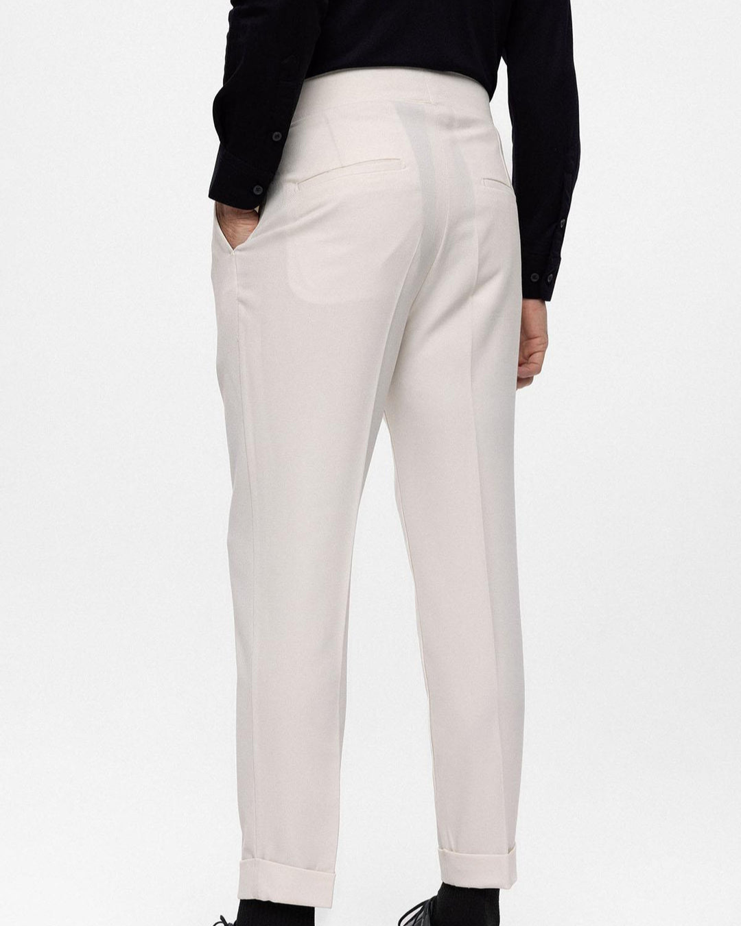 Calças de Pinças de Algodão de Linho de Qualidade Superior para Homem