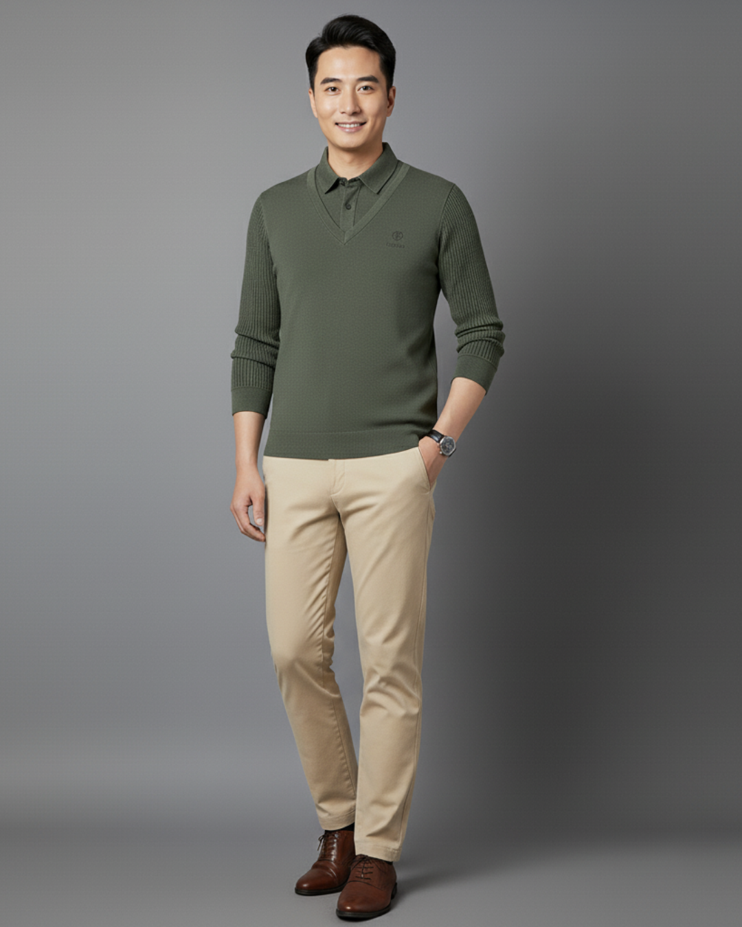 Camisola térmica multifuncional em caxemira premium para homem