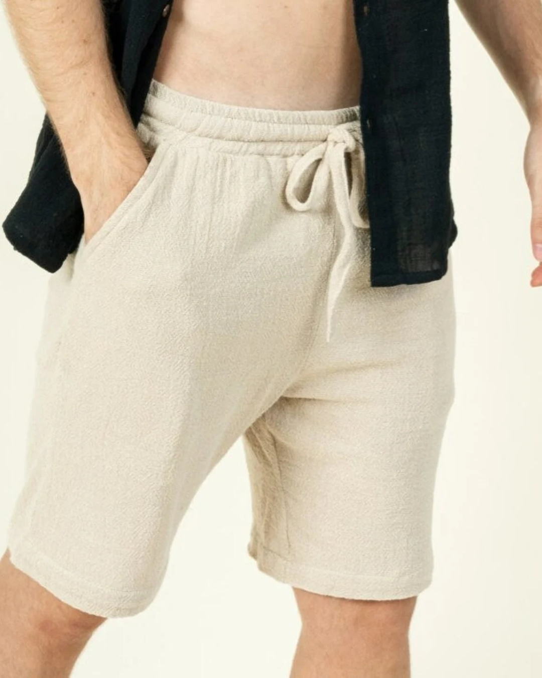 Calções de algodão com bolsos para homem