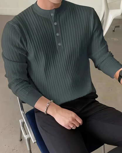 Jersey de tecido de malha texturizada de manga comprida