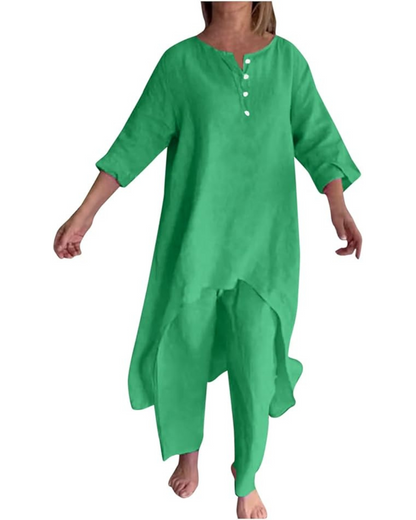 Conjunto Casual de Linho Para Mulher Estilo Natural®