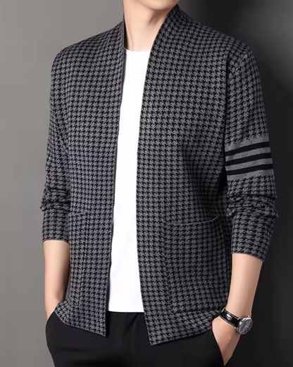 Casaco tipo cárdigan de malha informal para homem