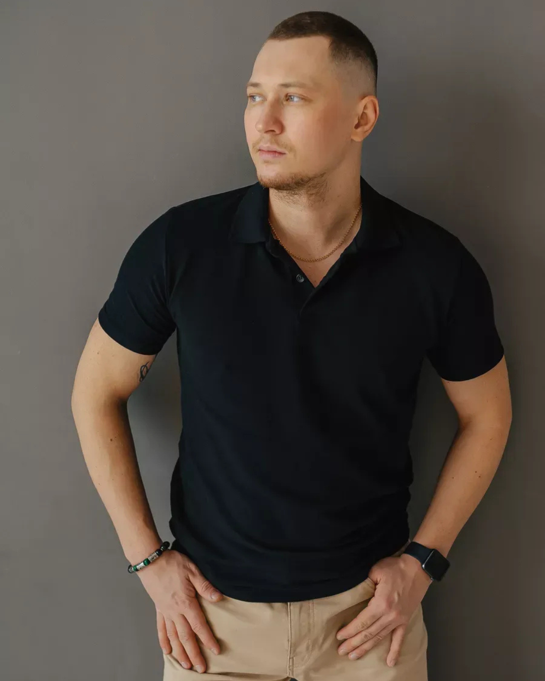 Pólo casual com tecido de linho