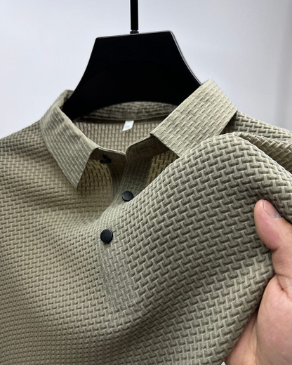 Camisa Pólo de Seda Premium com Estilo Minimalista