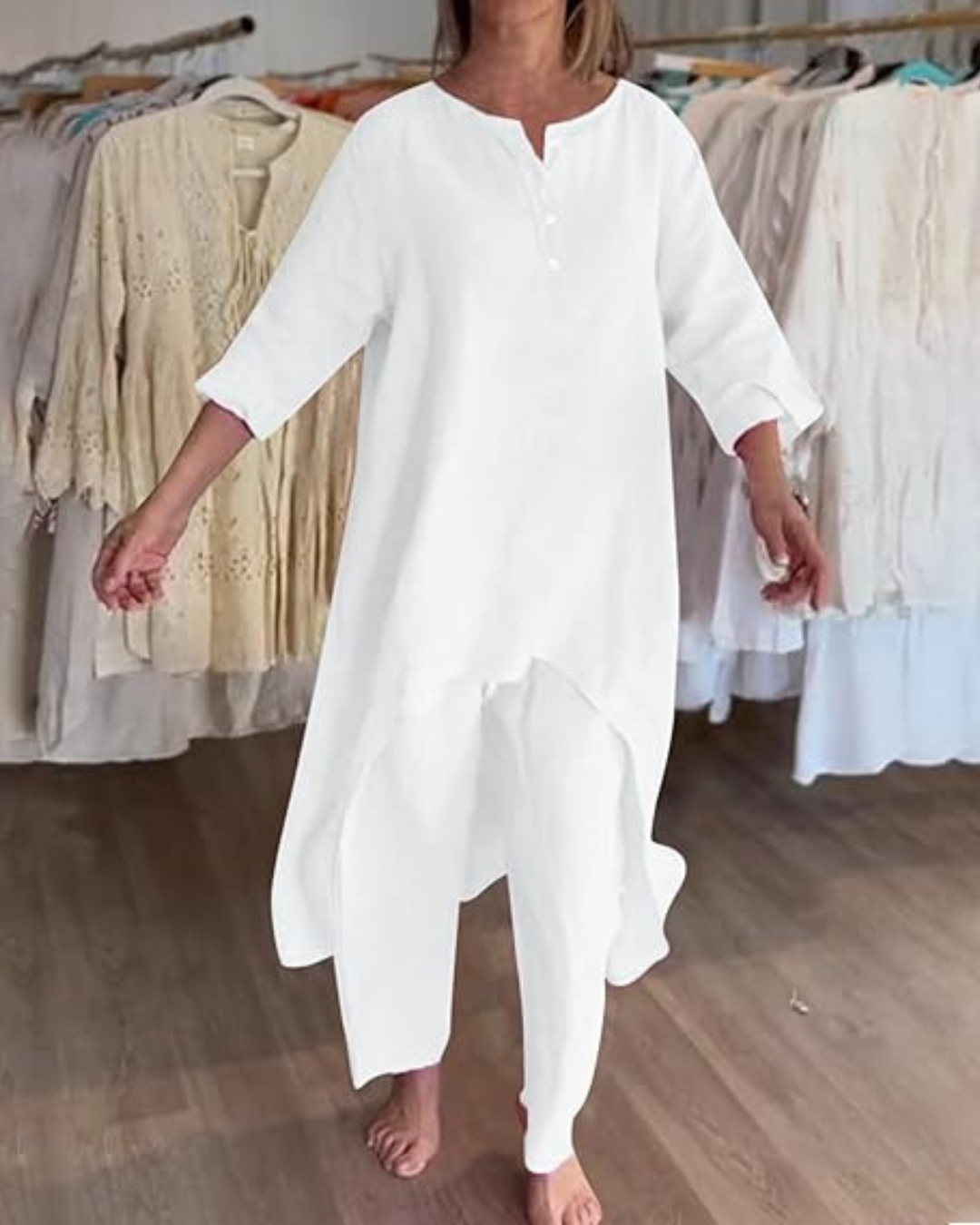 Conjunto Casual de Linho Para Mulher Estilo Natural®