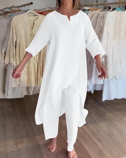 Conjunto Casual de Linho Para Mulher Estilo Natural®