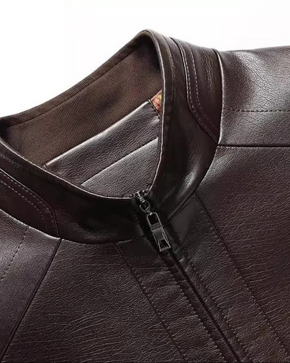 Casaco de couro clássico para homem