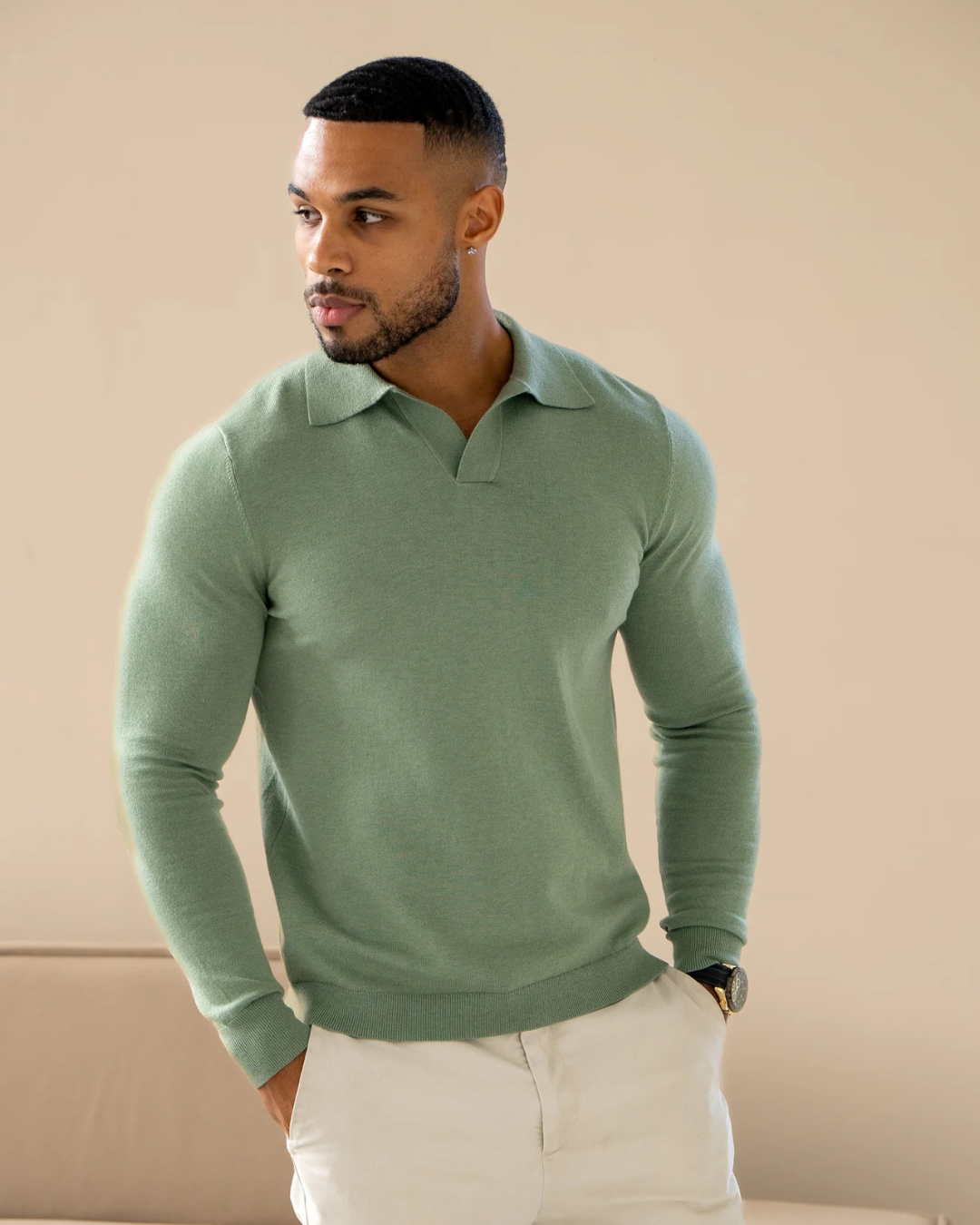 Polo de manga comprida para homem