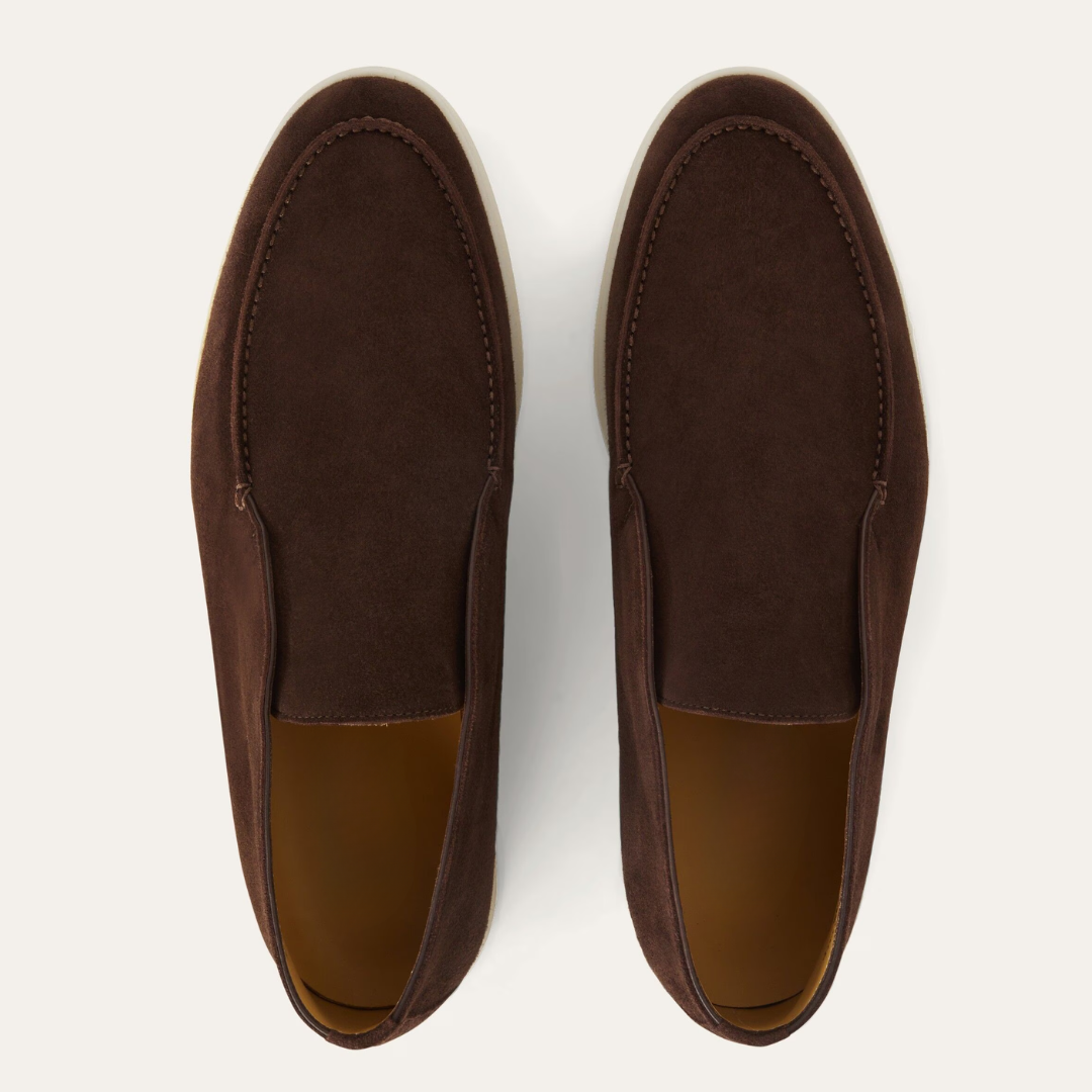 Sapatos Casuais e Elegante Feitos à Mão em Pele de Camurça para Homen